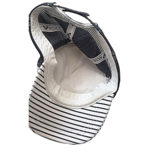 ROXY Trucker Hat Snap Back Mesh Beach Summer Floral Stripes Surf Vibes Cap Y2K - Picture 5 of 6